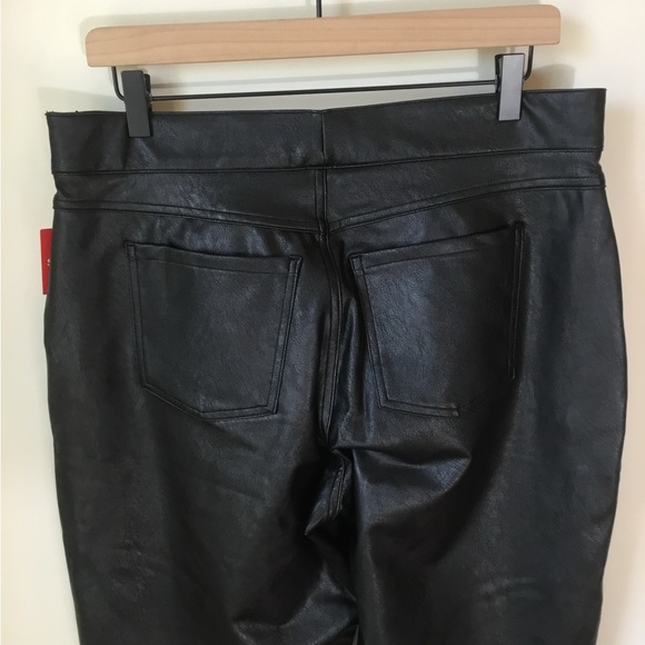 Spanx Slim Straight Faux Leather Black Cropped Pants - Picture 7 of 8